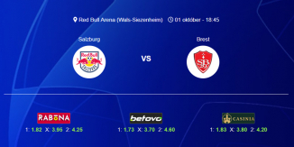 Foci Tippek: Salzburg - Brest 2024. október 01. - Bajnokok Ligája