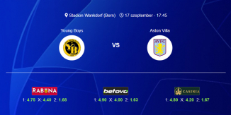 Foci Tippek: Young Boys - Aston Villa 2024. szeptember 17. - Bajnokok Ligája