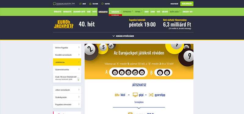 Eurojackpot játékleírás