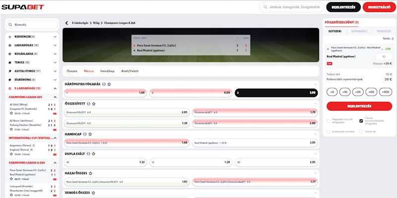 Supabet élő fogadás