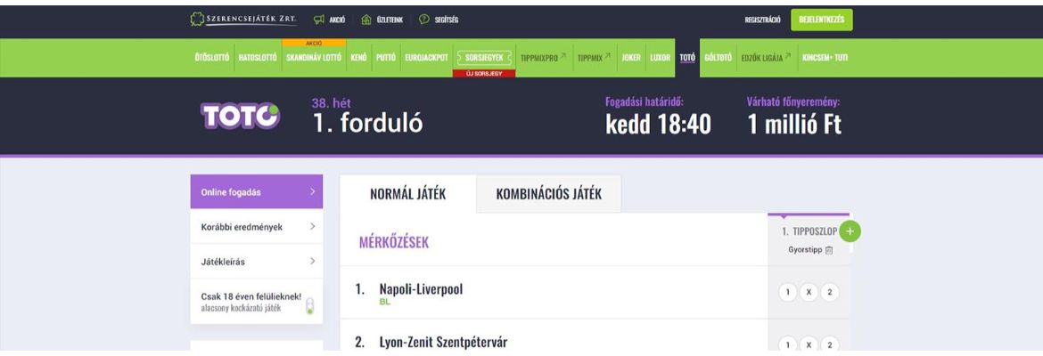 Totó sportfogadás online